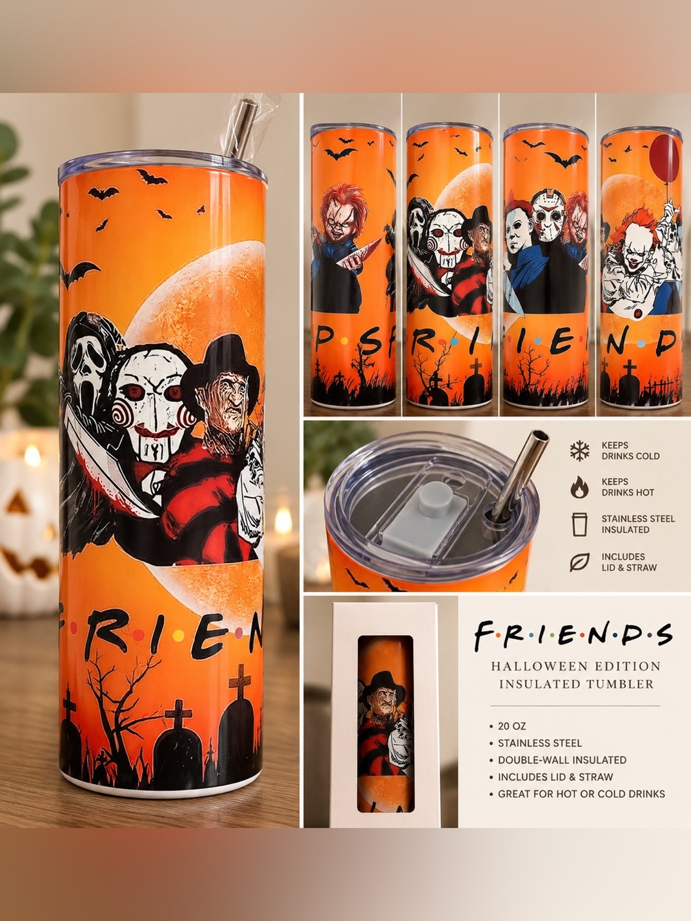 Friends Halloween Edition Insulated Tumbler - Orange